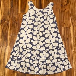 Girl’s Size 9-10 Bold Grey & White Floral Cotton & Flax Zara Summer Dress -EUC